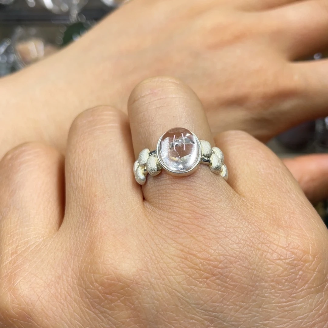 【闪购商品】水晶珠宝半成品银S925镶嵌碳*戒指