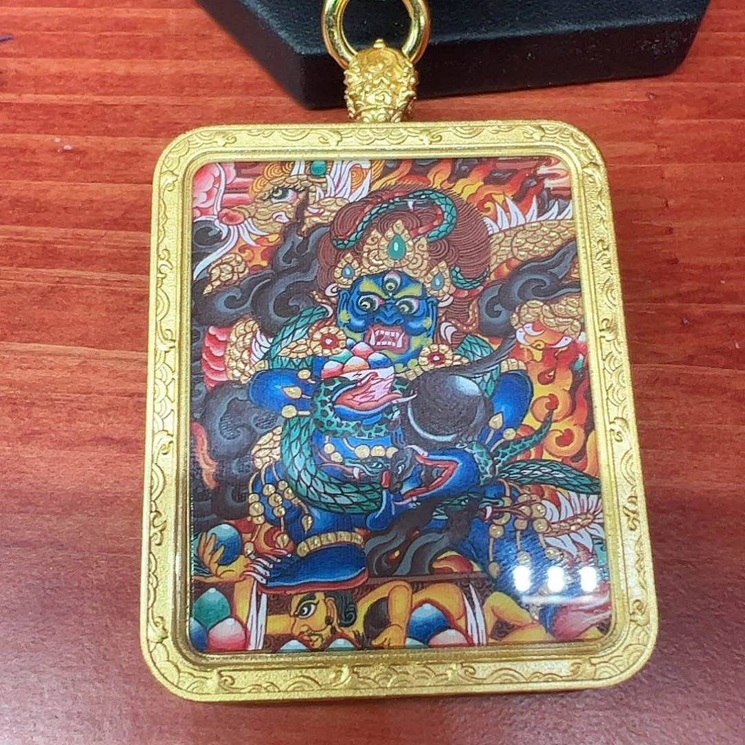 吊坠枝**茂热贡手绘黑财神唐卡