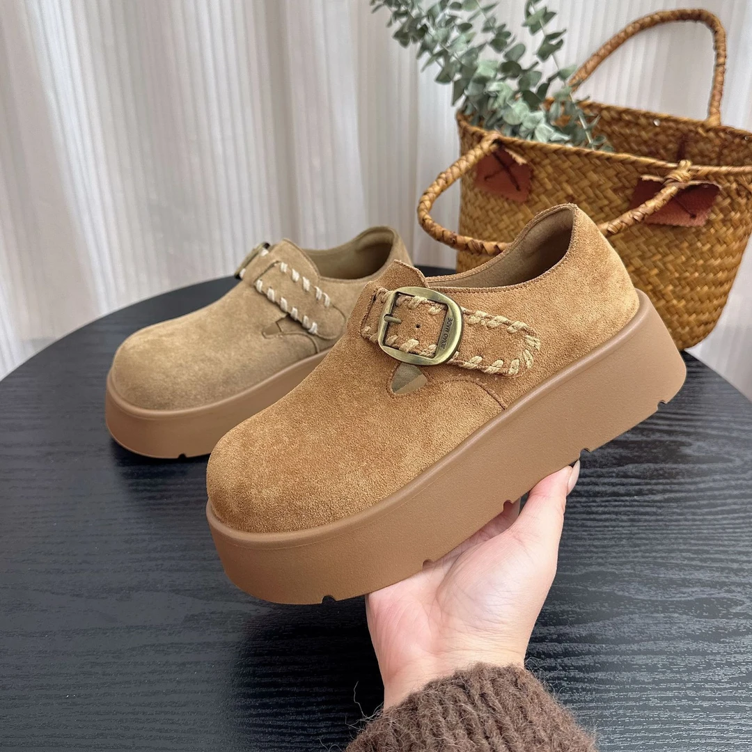 5CM增高魔术贴款勃肯鞋厚底百搭2025秋冬新款舒适气质时尚休闲女
