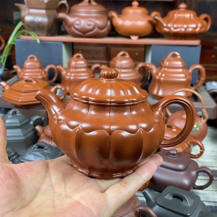 紫砂茶壶筋纹掇只300CC原矿赵庄朱泥双十一特价