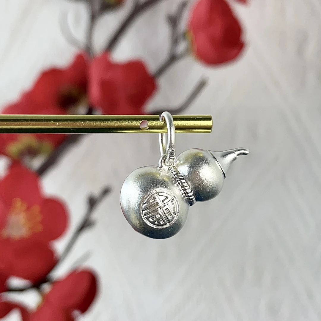 君派 吊坠足银 【福禄葫芦】足银9999古法实心吊坠民族风经典百搭