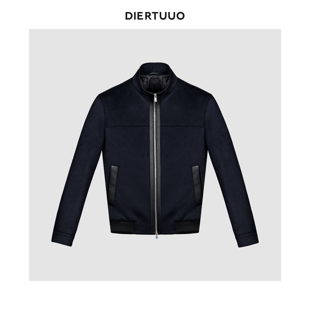DIERTUUO迪途-68091男士秋季百搭拉链休闲简约立领藏青色夹克外套