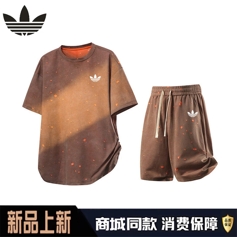 【官方奥特莱斯】品牌折扣情侣运动套装男女夏季宽松短袖短裤两件套