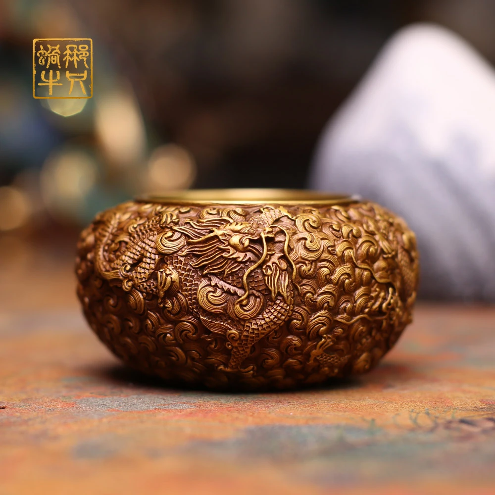 那只蜗牛 5#海水四龙钵黄铜居家玄关办公室书房摆件礼品铜工艺品