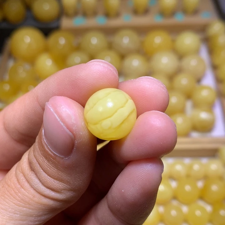 蜜蜡裸石未镶嵌钰**巴天然俄料白花蜜蜡圆珠13.4