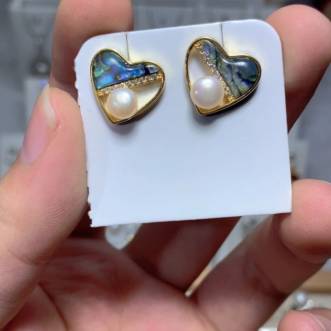 银S925镶嵌淡水珍珠耳饰