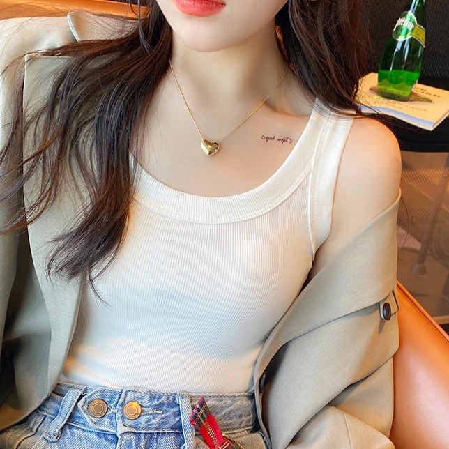 新款吊带背心女士打底百搭显瘦遮副乳螺纹背心夏内搭单穿无袖背心