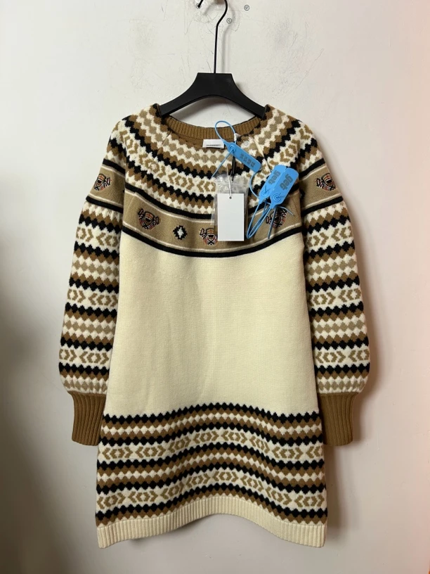 99新 BURBERRY/博柏利 Burberry花纹中长款毛衣95新