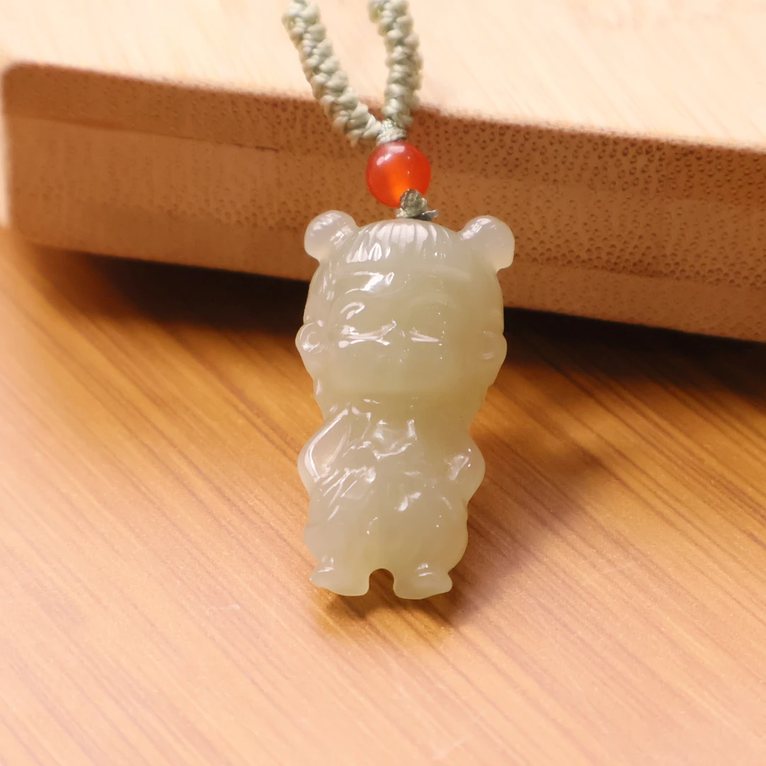 和田玉小哪吒魔童吊坠约卡25×13×9可爱mm 国漫手工精雕可爱孩子
