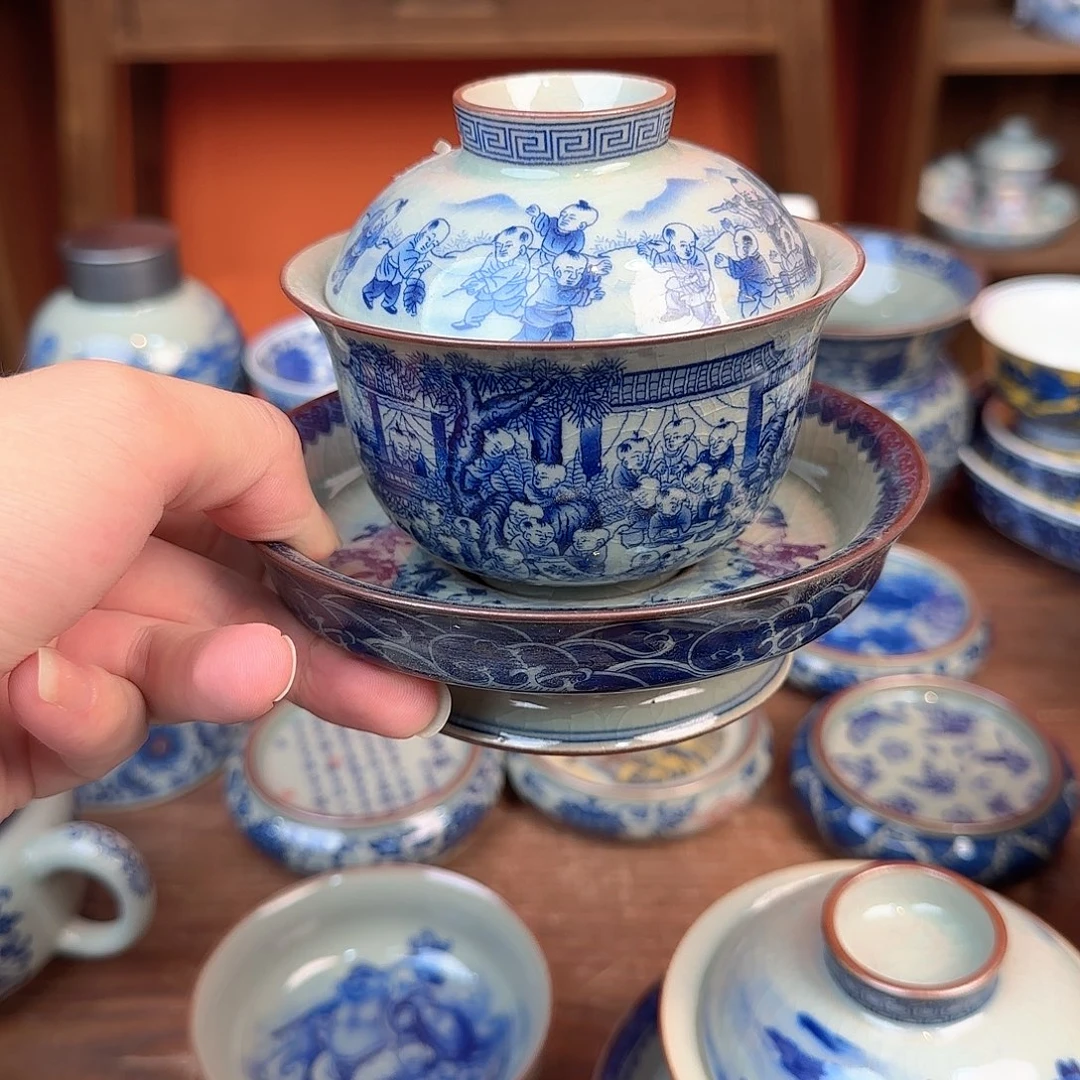 造***型瓷片老陶泥开片釉下彩