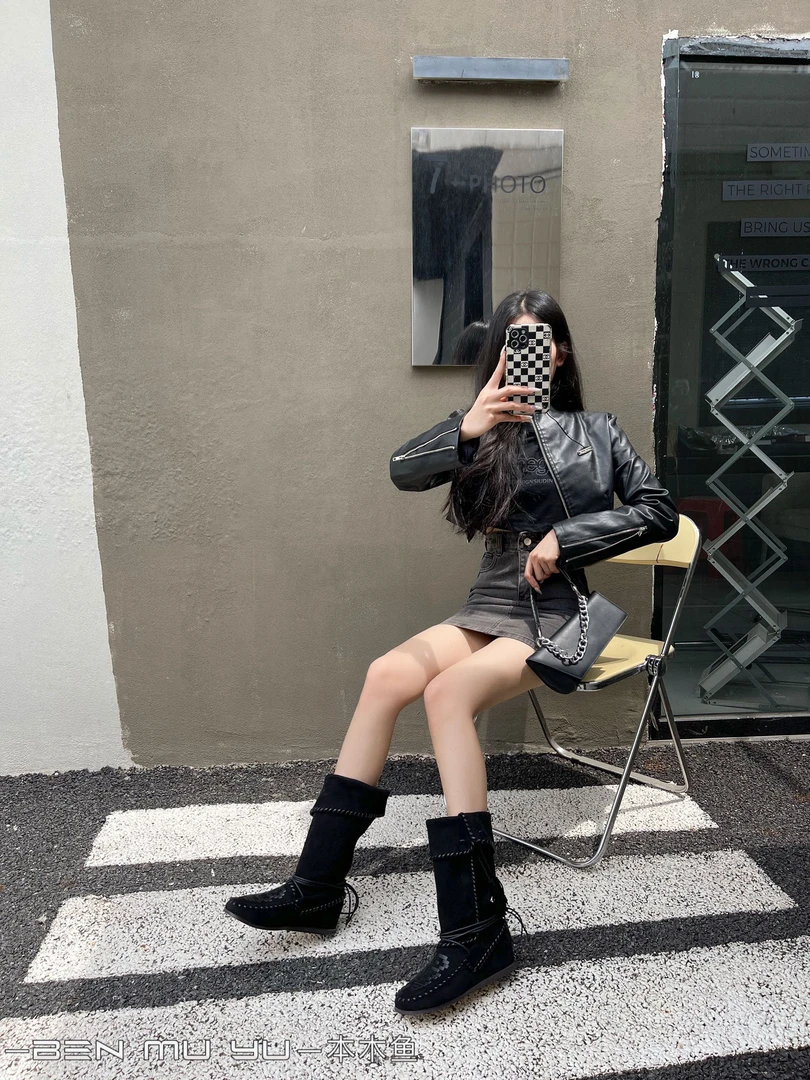 时装靴骑士厚底百搭单靴筒靴英伦风系带女鞋女靴
