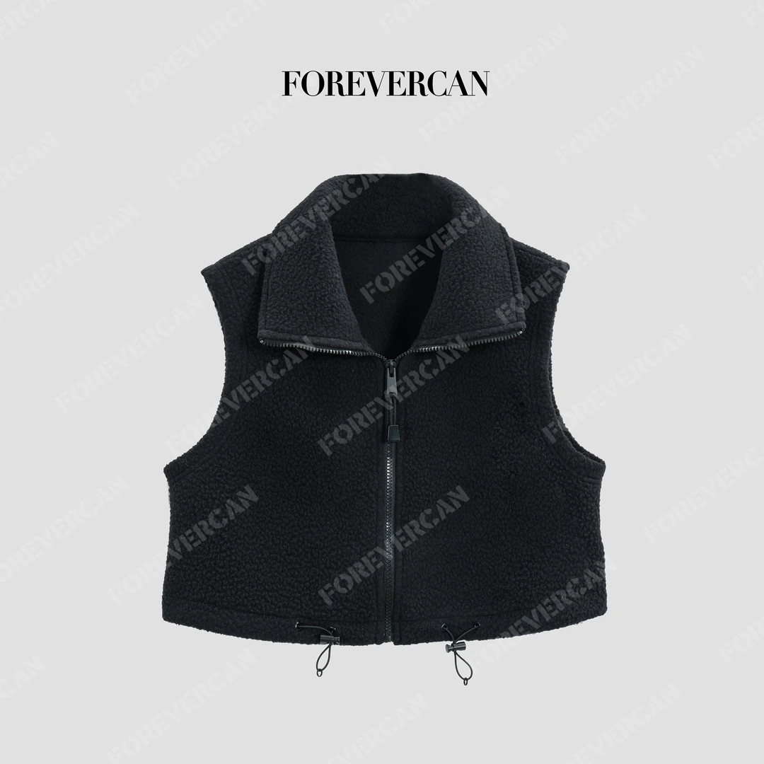 FOREVERCAN“卡里纳”时髦休闲高领立领百搭马甲外套WC57396
