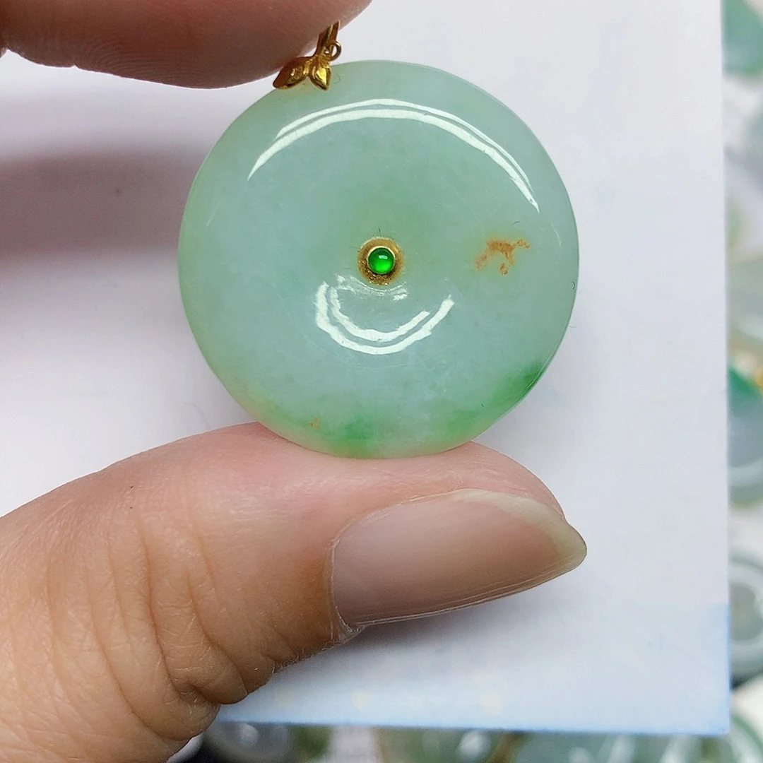 翡翠18K金镶嵌颈饰246678