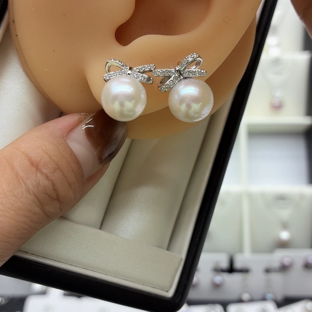 银珍珠耳钉设计款