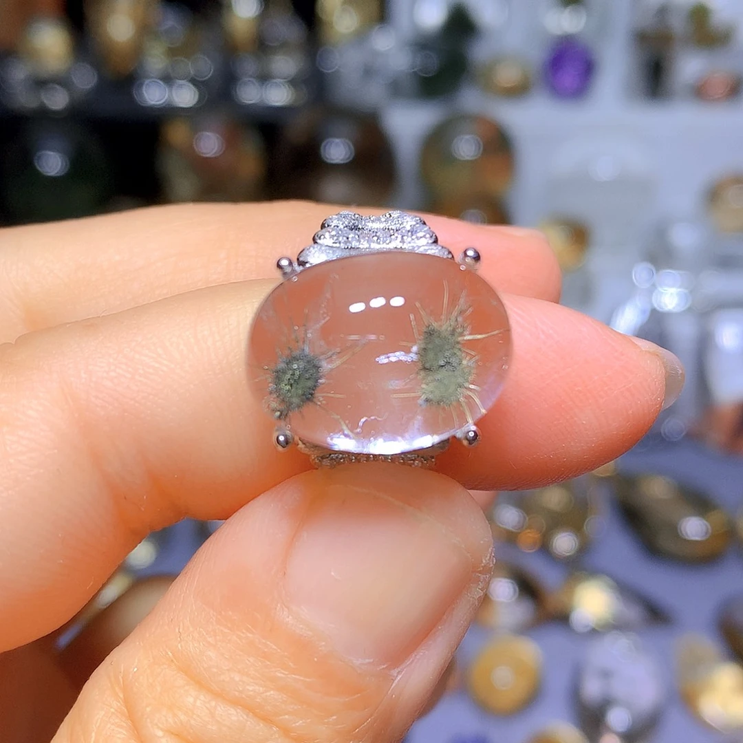 水晶戒指银S925镶嵌天然水晶