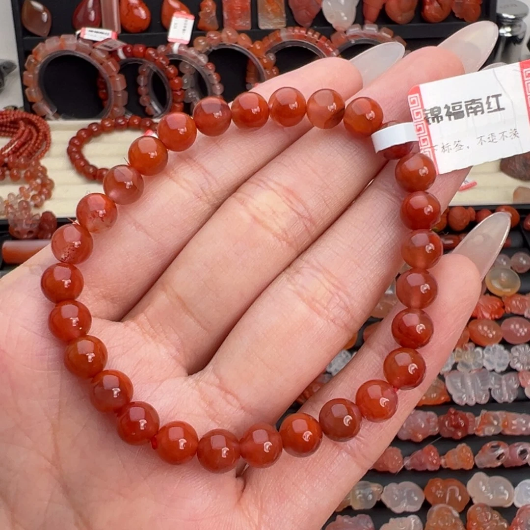 南红玛瑙未镶嵌颈饰火焰单圈卡6+