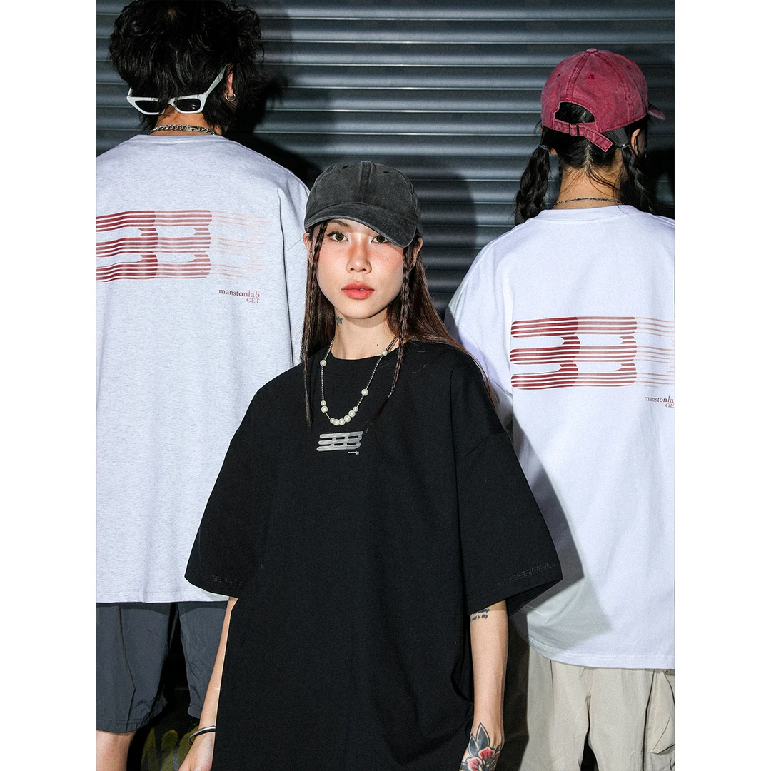 MANYSTON 美式印花短袖T恤衫男夏季高街潮牌280g纯棉重磅半袖体恤