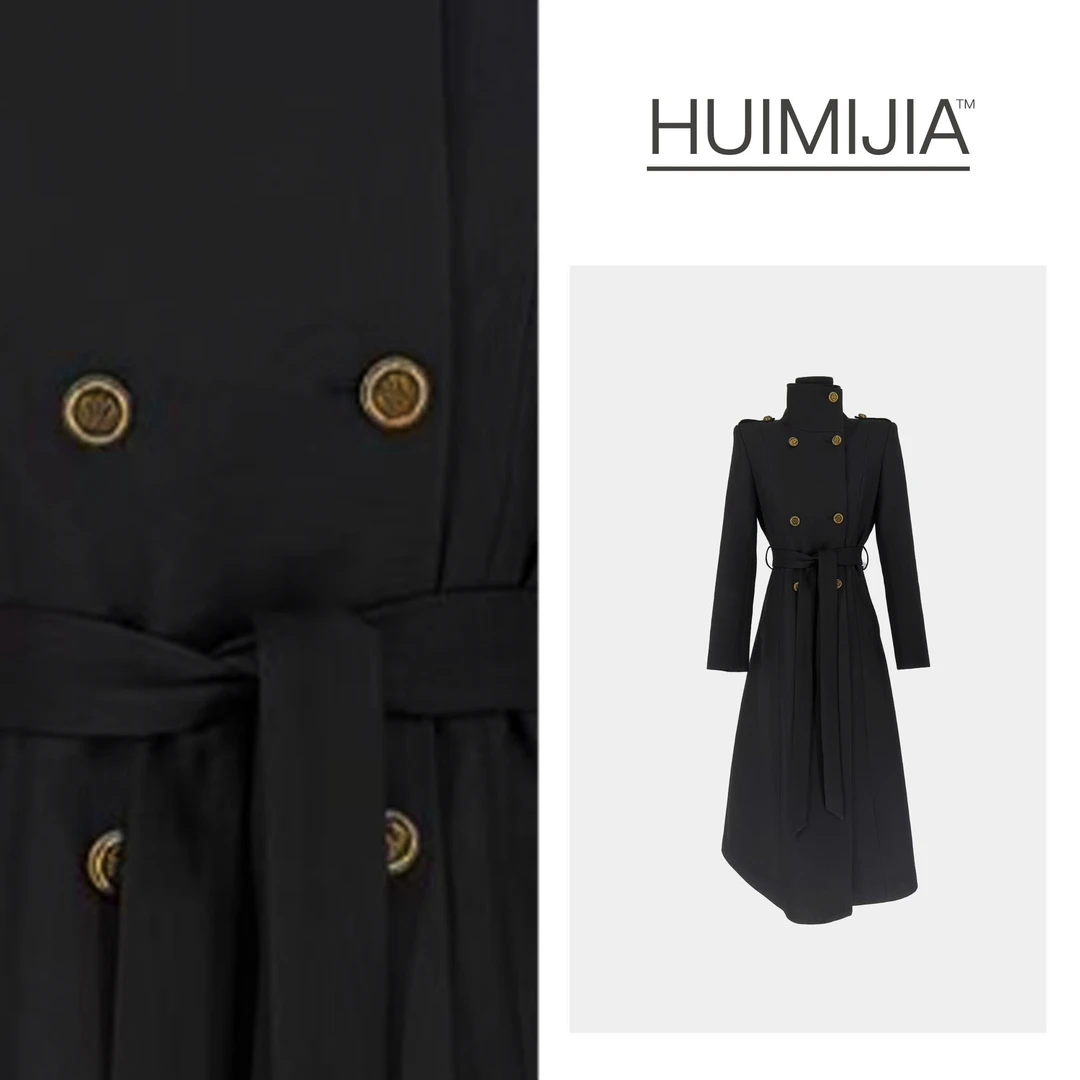 【秋季新款】轻奢高级感双排扣系带加棉长袖长款大衣【Q25949-1】