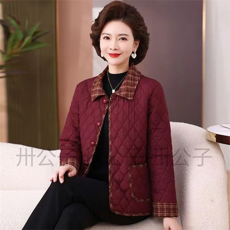 【卅】时尚格子翻领宽松秋冬新款棉服百搭休闲棉衣外套加厚棉袄