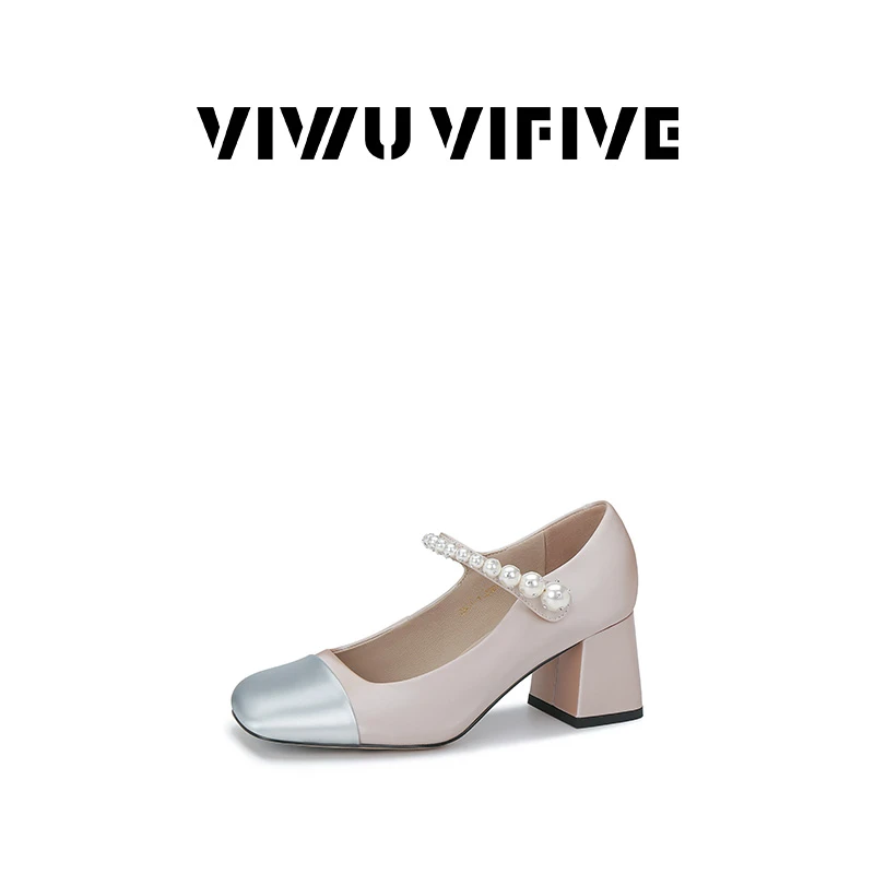 V5 VIWU.VIFIVE「人鱼」 25新款欧若风女鞋玛丽珍百搭珍珠冰丝拼色