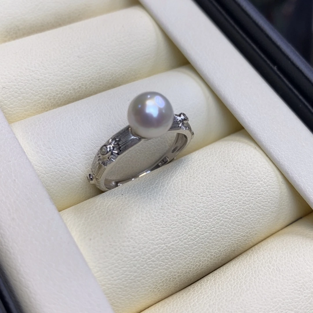 戒指淡水珍珠银S925镶嵌特价
