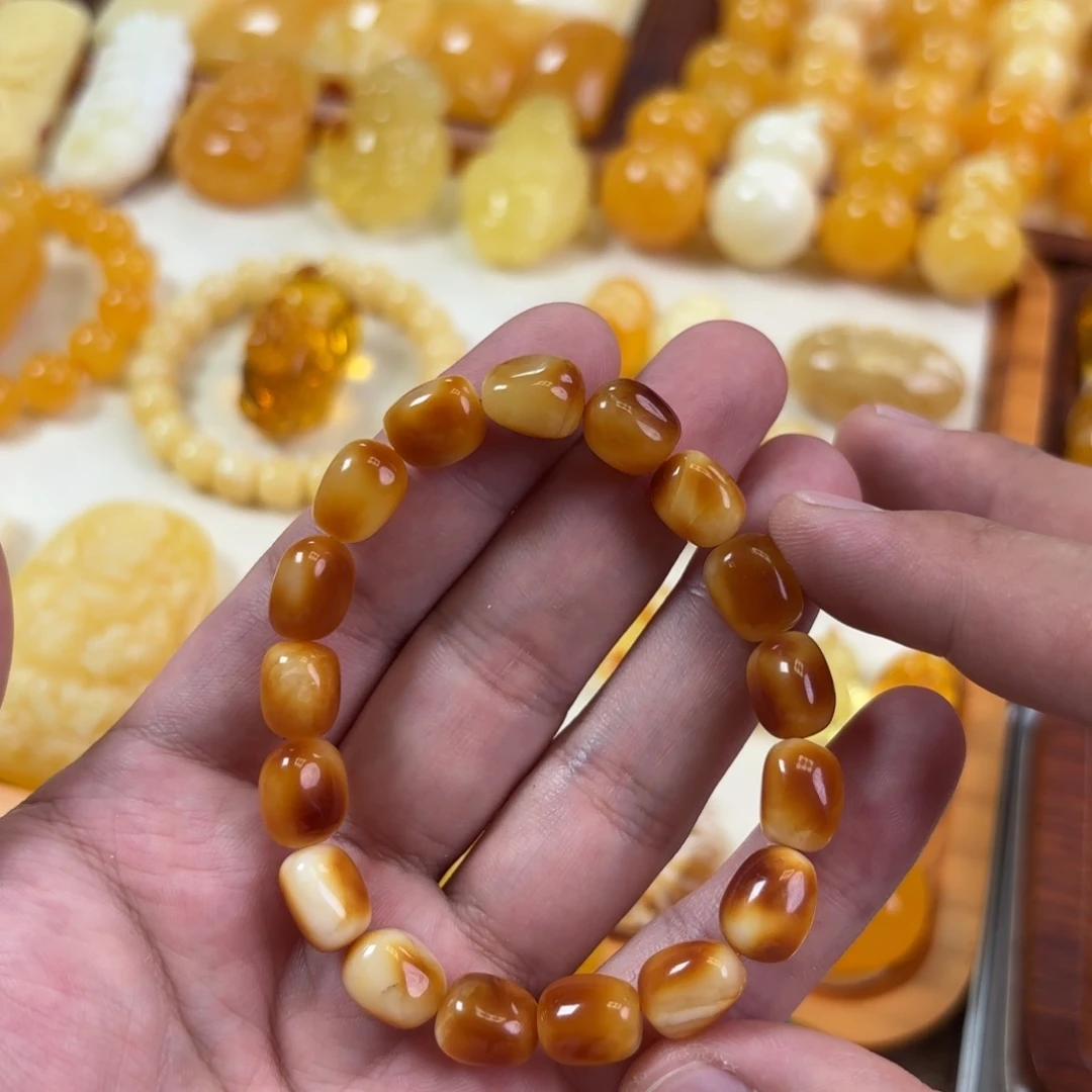 蜜蜡未镶嵌裸石手串