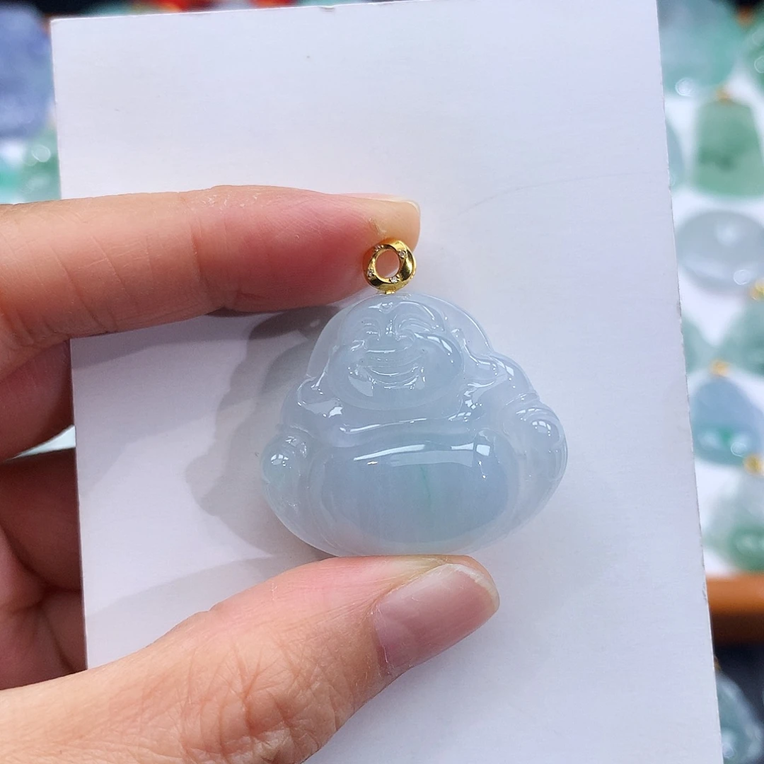 翡翠18K金镶嵌颈饰翡翠吊坠