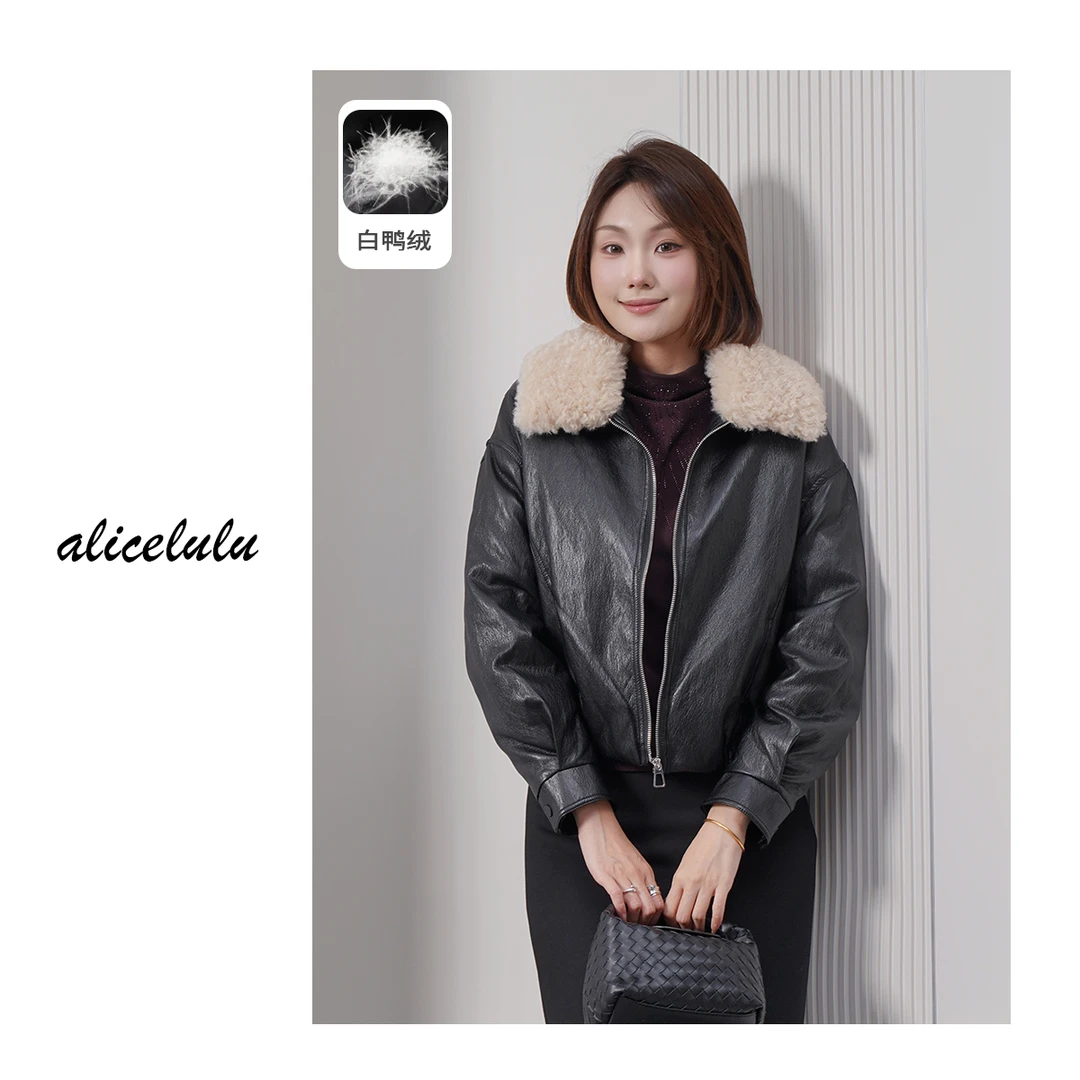 alicelulu【御风行者.复古皮衣】保暖毛领柔软蓬松S2145199Tr