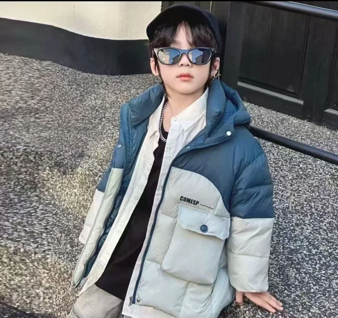 【现货】YRF-8906 蓝色 休闲羽绒服外套新款洋气儿童户外连帽