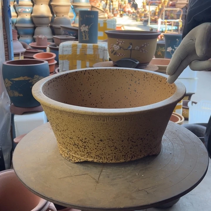 紫砂宜兴紫砂花盆B还原烧大号