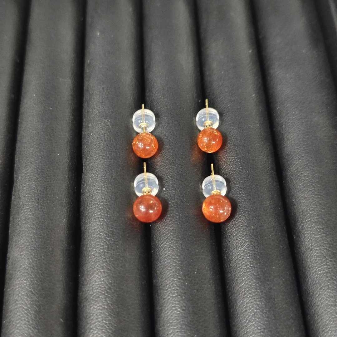 【书记甄选】天然金太阳耳钉18K金镶嵌 多样性发一件 XC4264