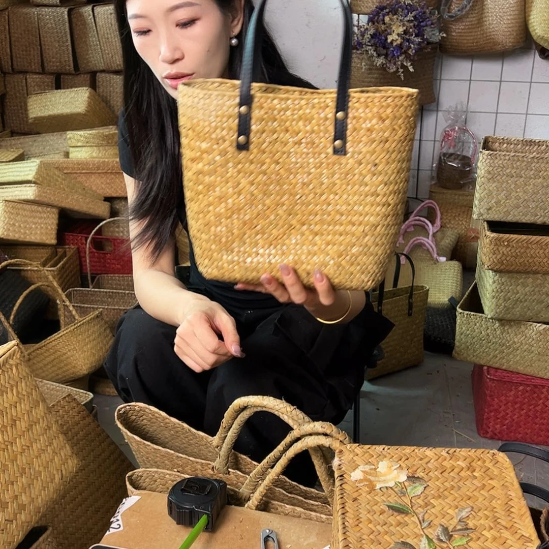 编织带草编包/草编包收纳盒微瑕疵