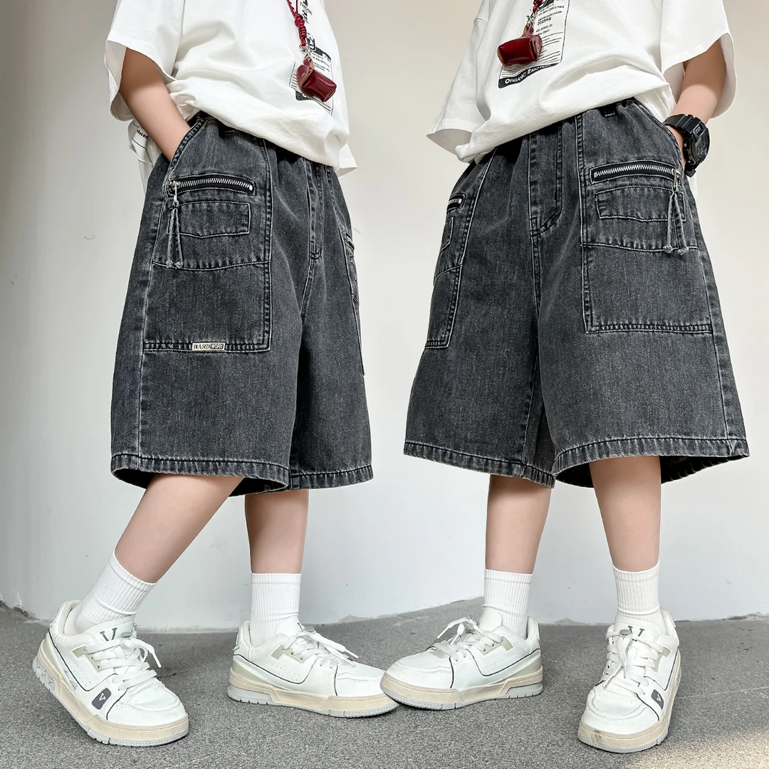 男童牛仔裤短裤儿童夏季2025中大童薄款直筒休闲夏季阔腿宽松中裤