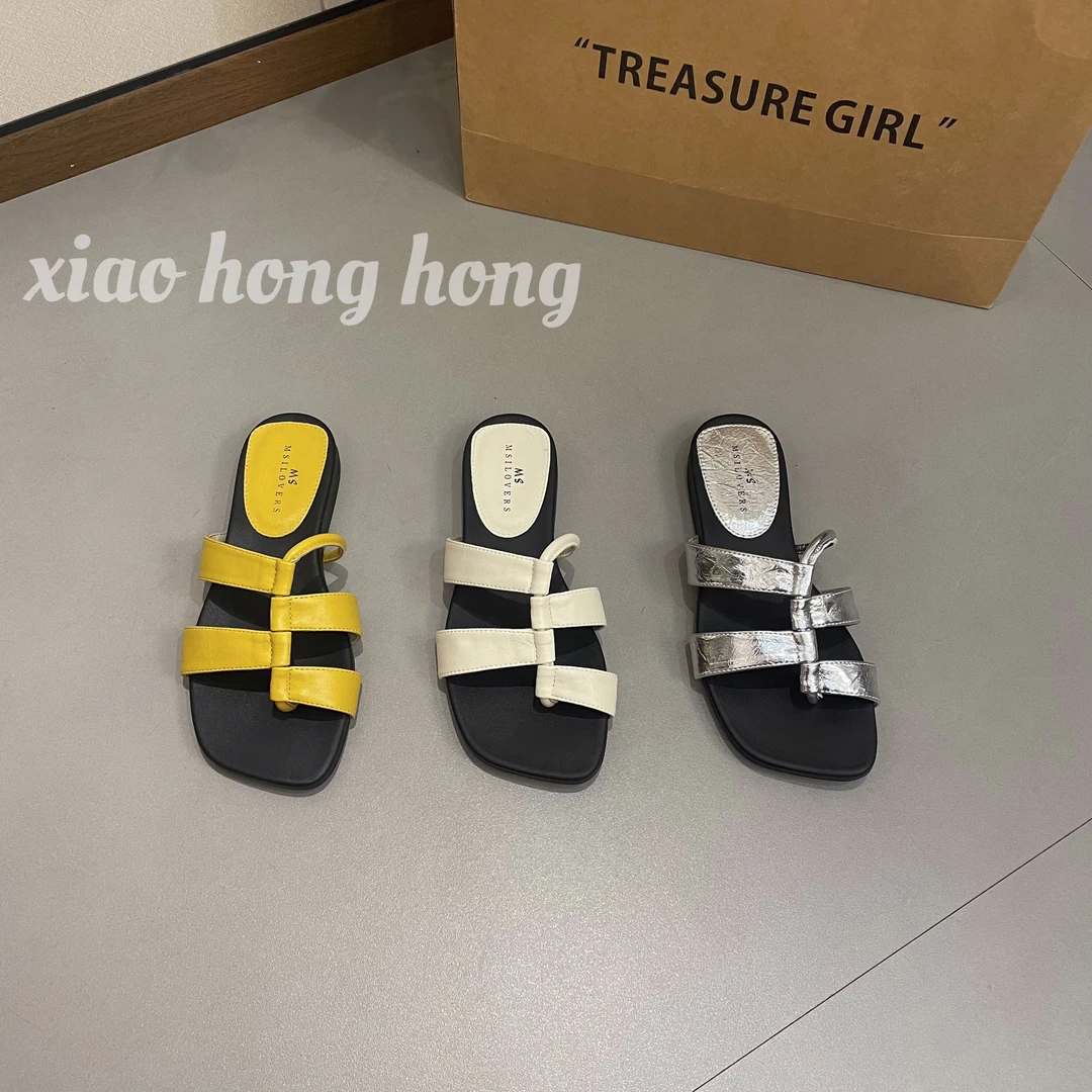 【婷婷2】2025夏季新品小众设计鱼骨拖鞋ins风时尚百搭平底