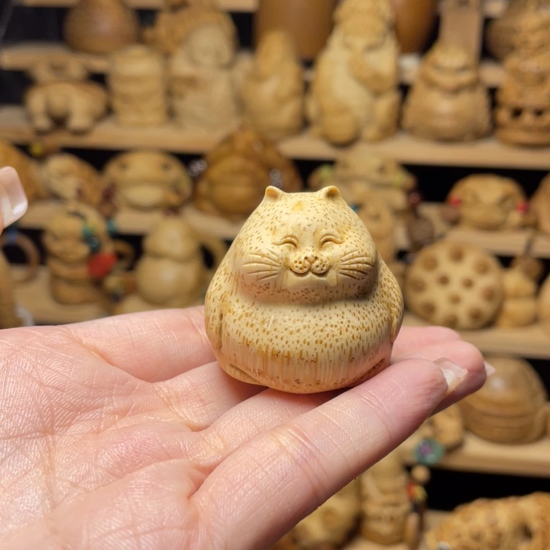 竹类把件无**到竹雕猫咪
