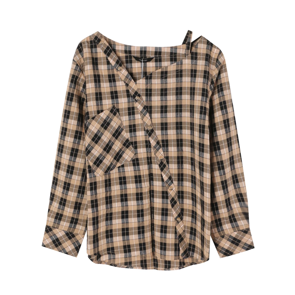 Mind Bridge/心桥时尚露肩斜开襟雪纺衫MB983-MVBL621ABR