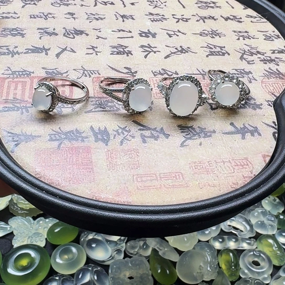 合金蛇纹石玉戒指