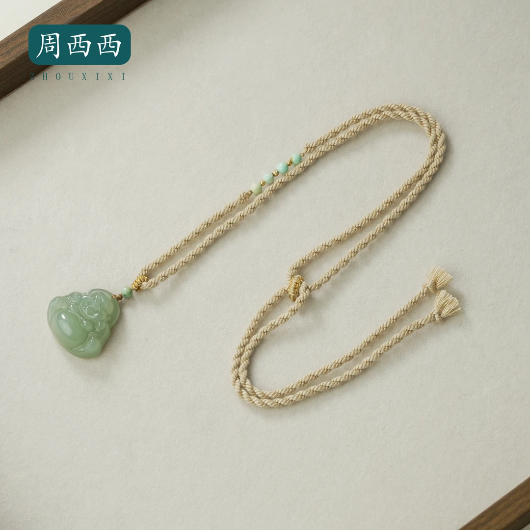 珠宝18K和田玉佛公项链女士设计款送闺蜜多样性发货16084