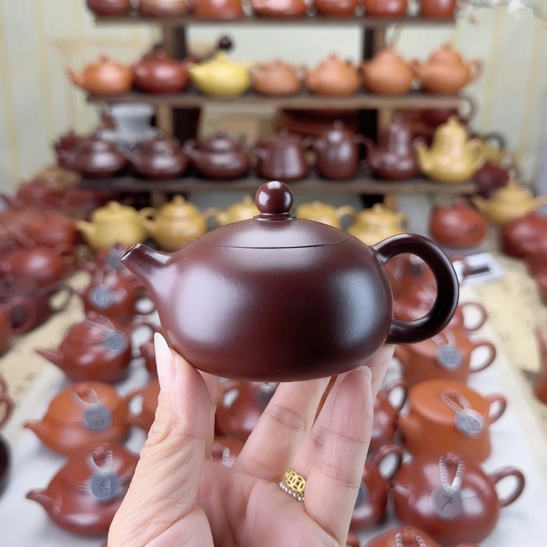 性***运紫砂茶壶紫色泥内嵌西施