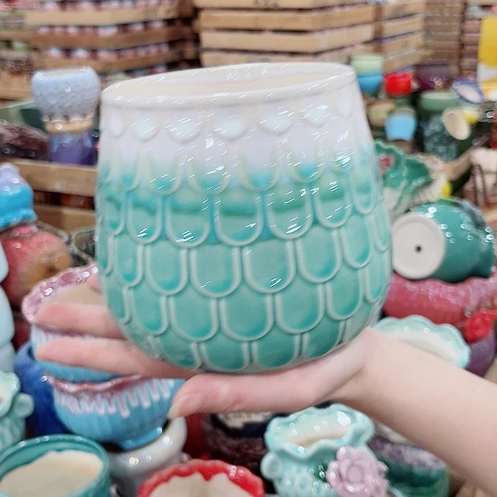 有孔.凑单10元陶瓷花盆发货！