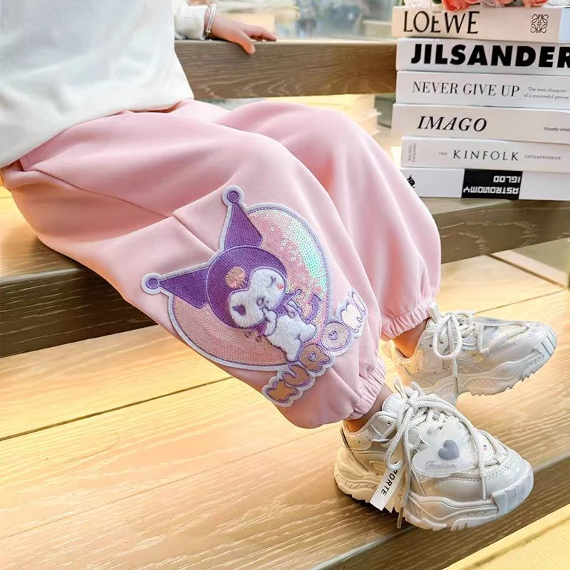 【棉】女童春秋季2025新款休闲库洛米卫裤儿童装运动裤子女宝宝长裤