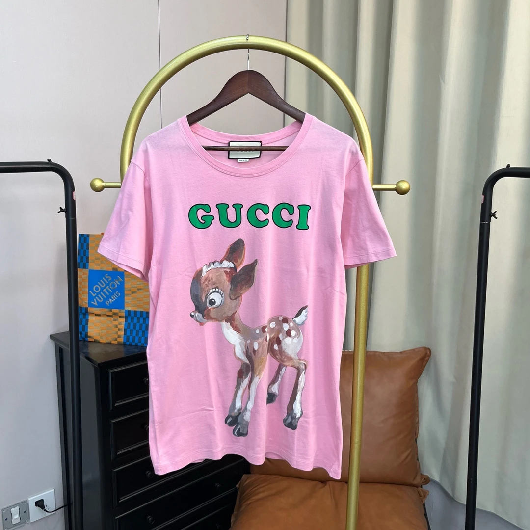 99新 GUCCI/古驰 梅芙 粉色小鹿短袖 M码 99新