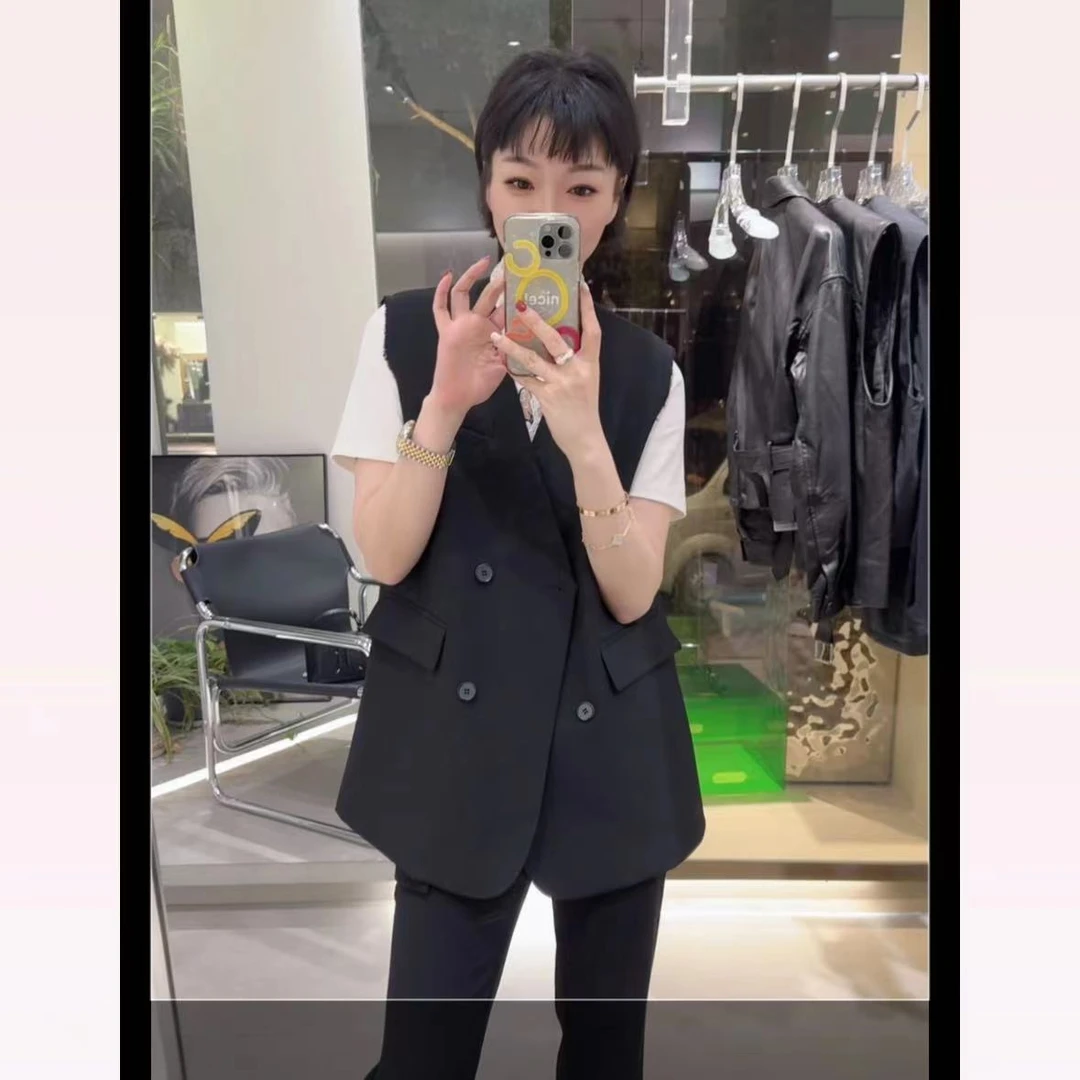 春苗女装   V领西装马夹   春款时尚简约个性马甲