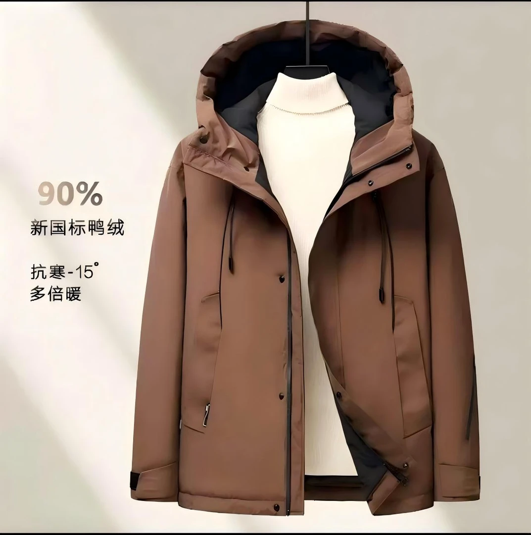 90鸭绒+680蓬松度！品牌撤柜冬装连帽防水加绒男士保暖羽绒服外套