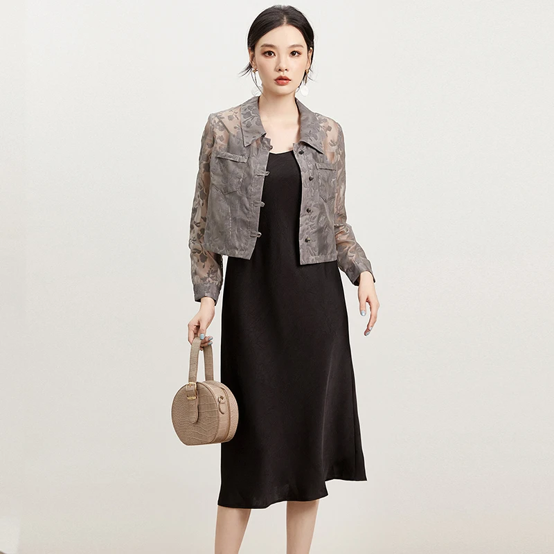 B029深圳南油衬衫+中长裙两件套装女2025秋53FX0U0029