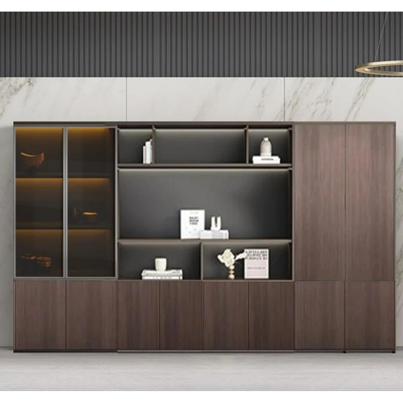 办公室资料文件柜老板室柜子带锁玻璃落地柜办公高柜文件柜办公室