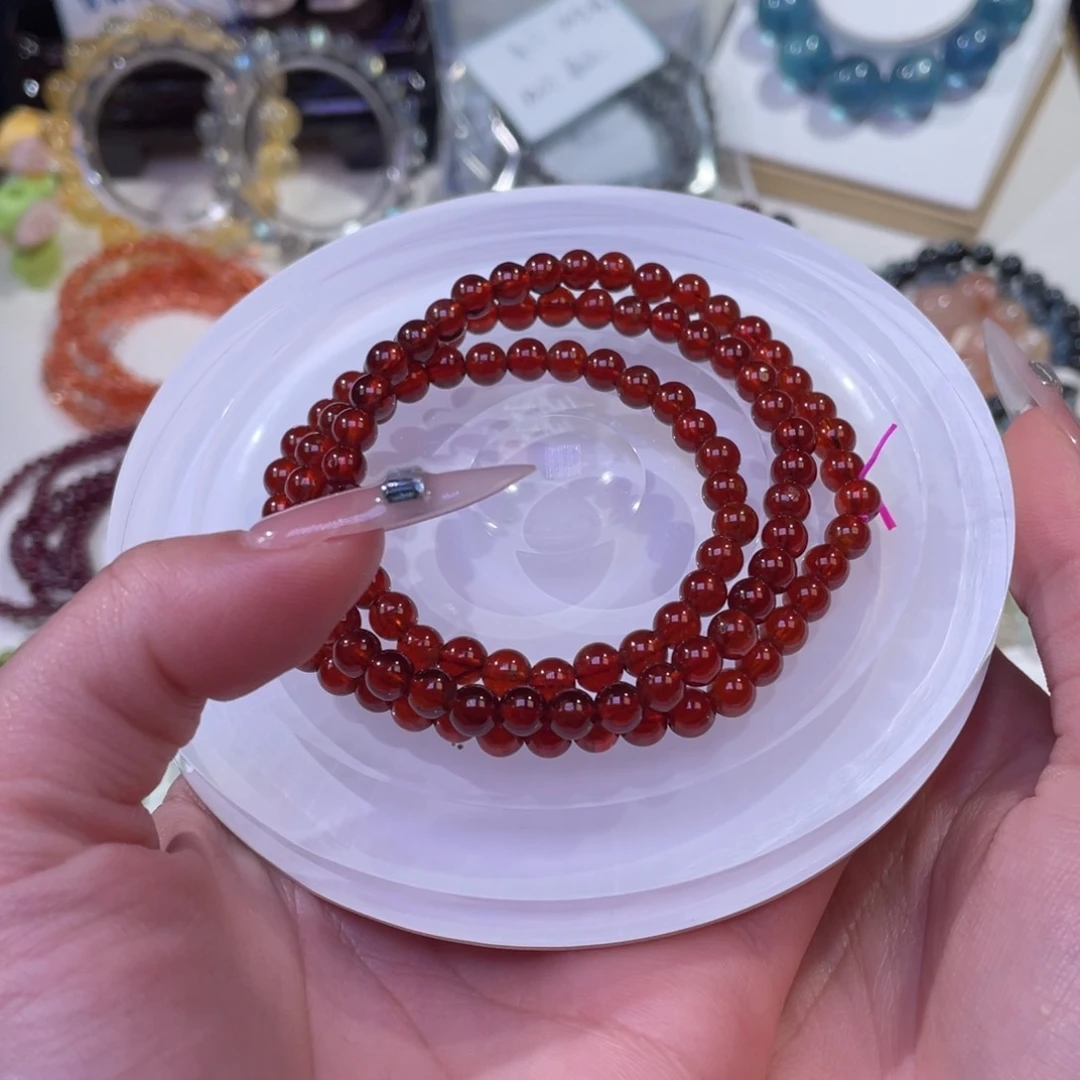 未镶嵌手链水晶血珀橙红石榴石5+