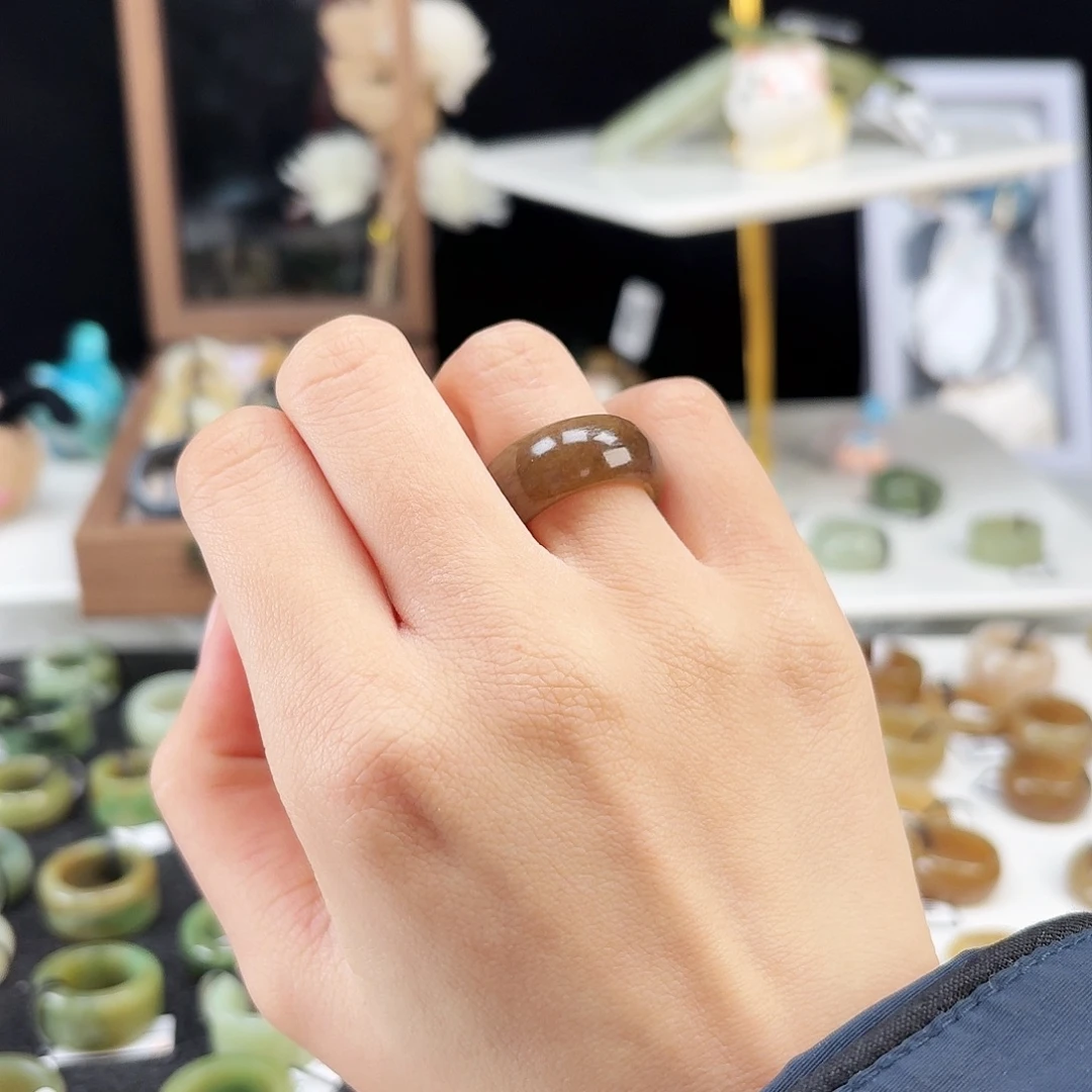 和田玉未镶嵌戒指P103浓糖轮胎16.6不退换