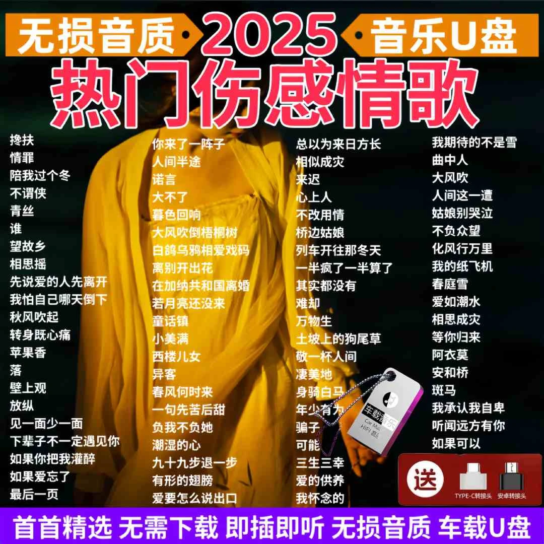 2025抖音热门催泪无损MP3/4神曲榜音乐U盘网络流行伤感视频高音质