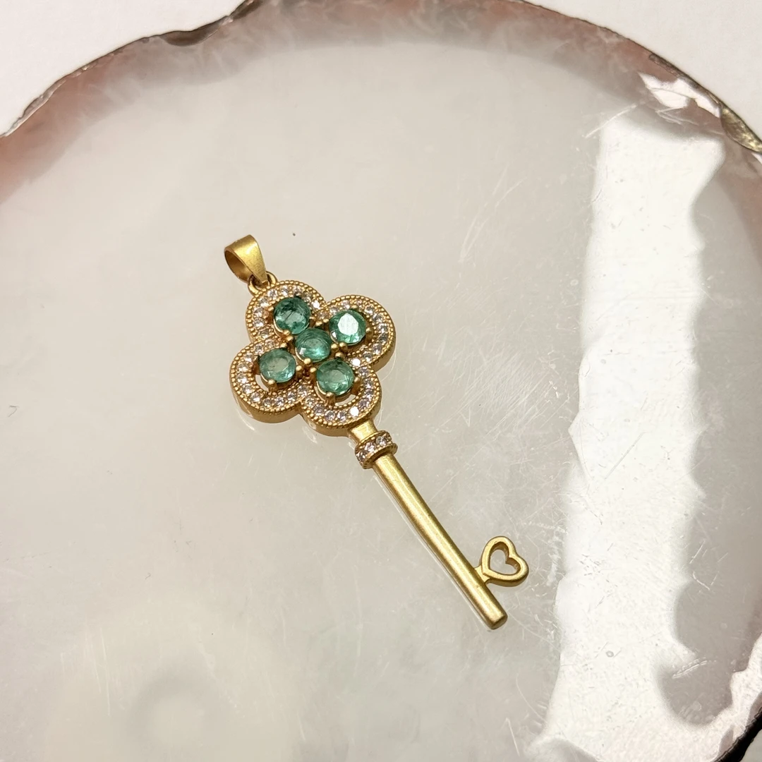 【六六中古】精美s925祖母绿吊坠ty2965